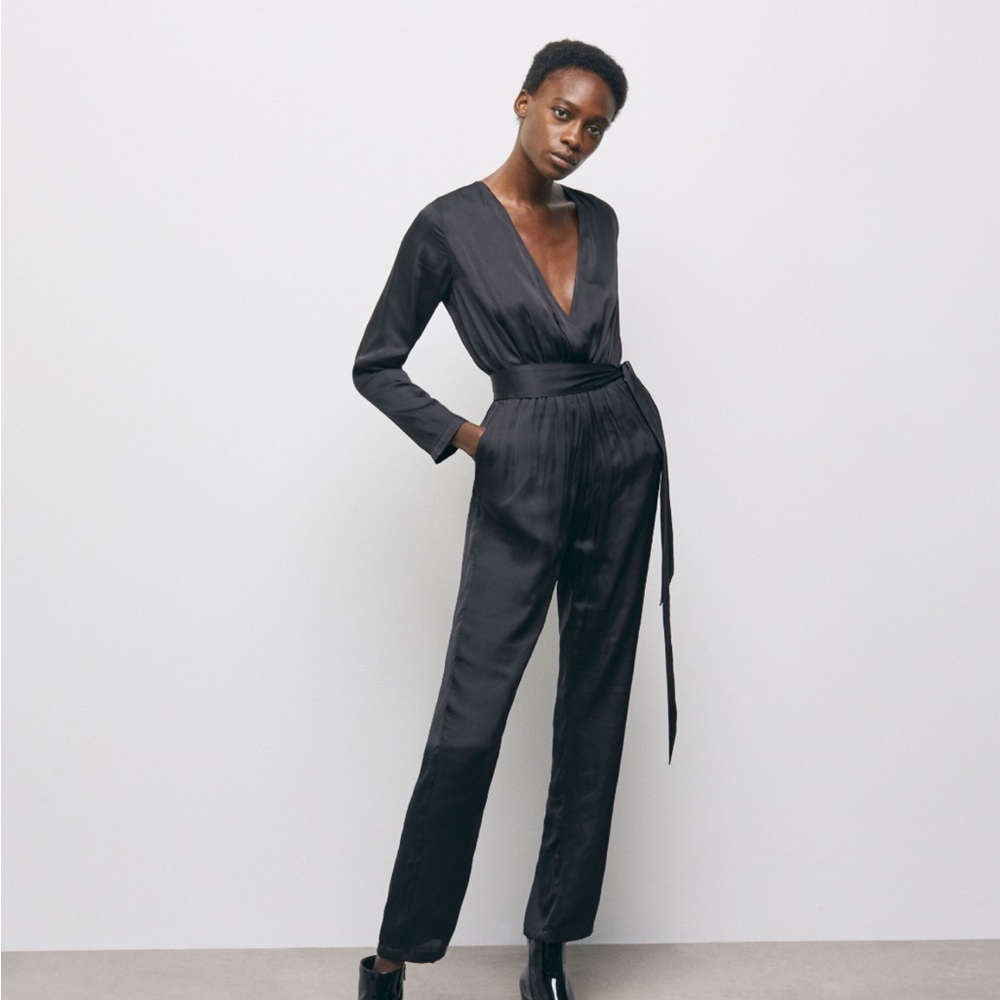The Kooples Black Satin Jumpsuit